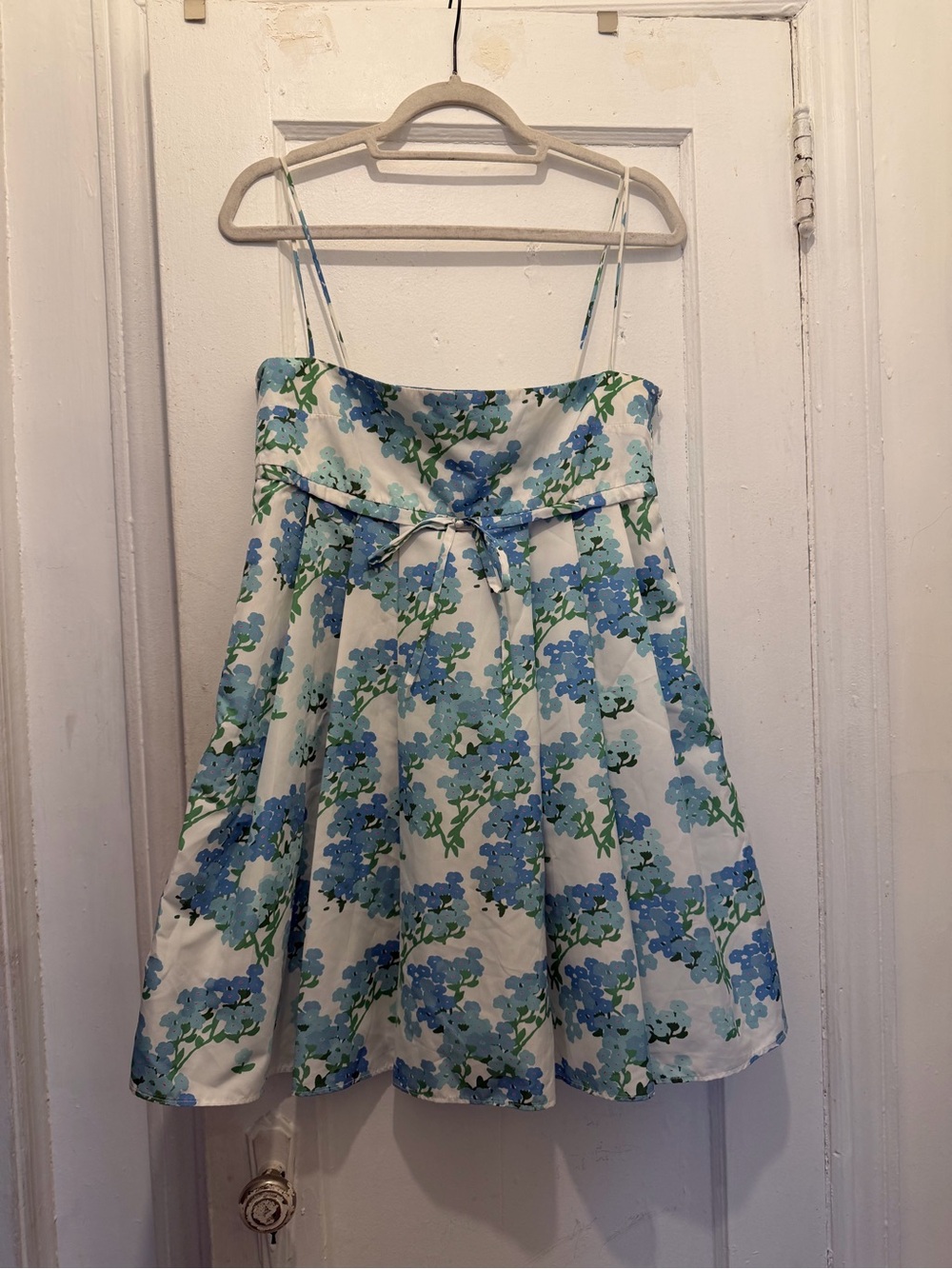 Girls' Blue Floral Spaghetti-Strap Dress